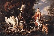 FYT, Jan Diana with Her Hunting Dogs beside Kill  dfg oil painting on canvas